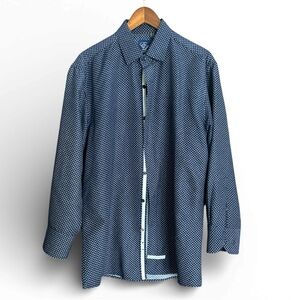 English Laundry Navy Geometric Button Down Shirt